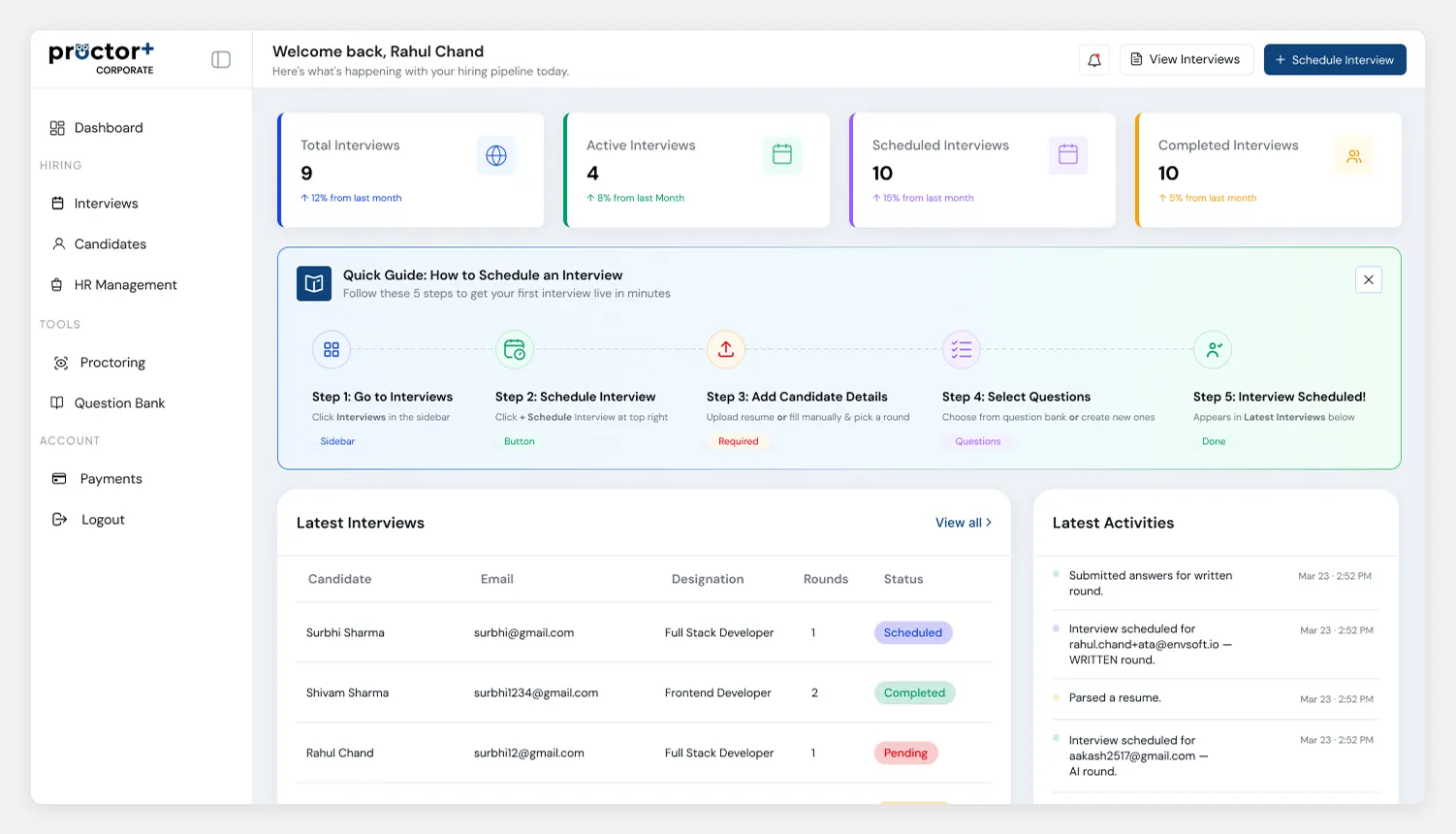 Live Proctoring Dashboard